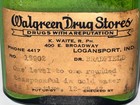 1942 Walgreen Drug Store Laxative Prescription Green Glass Bottle Vintage Jar 3 