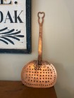 French 19th Century Antique Large Copper Skimmer  sieve   Ladle - 17 5  Handmade