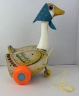Fisher-price Mother Goose Wooden Pull Toy Vintage 1964 Wobbles   Quacks