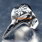 Mendel Mens Nordic Viking Raven Skull Vegvisir Ring Stainless Steel Size 7 8-15
