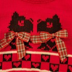 Vintage Kids Scottie Dog Terrier Heart Bows Red Sweater Made In Usa