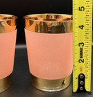 Vtg Pink Sugar frit Gold Rim   Base Double Old Fashioned Glasses Mcm 4 1 2  Tall