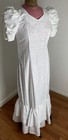Vtg Hawaii Hawaiian Muumuu Factory Wedding Dress Quilt Design White Small Med