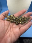 Vintage Antique Victorian Art Nouveau  Deco Brass Repousse Flower  Pin Brooch