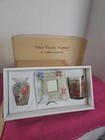 Three Piece Vtg Retro Mid Century Art Deco Style Hand Painted Enamel Floral Desi