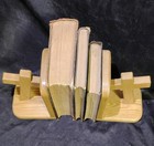 Pair Of Solid Oak Cross Bookends Set Vtg Jesus Christian Wooden Wood 8 125  Tall