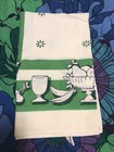 Vtg Mcm Kitchen Print Dish Towel Retro Kitchen Fruit Green Startex Wonderdri Guc