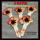5x Palm Tree-beach House Uncut New Key Blanks-house Keys Schlage Sc-1-fast Ship 