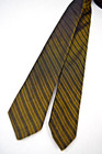 Neck Tie Vtg Arrow 60s Olive Black Stripes Silk Skinny Tie 54  X 1 75 