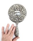 Antique Repousse  Sterling Silver Dominick   Haff Hand Mirror  58