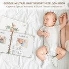 Wooden Keepsake Baby Memory Book Boys   Girls  First 5 Years Baby Book Journal M