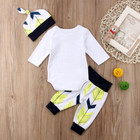 Newborn Baby Boy Clothes Outfits Shirt Tops Pants Hat Infant Bodysuit Set