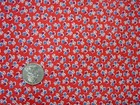 Vintage Full Feedsack Fabric Opened 37 X 46  Tiny Print Red With Triple Hearts