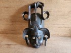 Tribal Face Mask Snakes Earrings Carved Wood Wall Decor Art Africa Damage Vtg