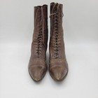 Antique Victorian Edwardian Granny Boots Womens Brown Leather Lace Up Shoes