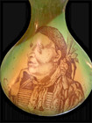 Vintage Milk Glass Vase Early 20th Century W native American Chief- 5  Tall- Fos