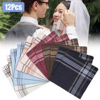 12pcs Men Handkerchiefs Classic Hankies Cotton Hanky Pocket Square Perfect Gift