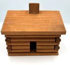 Vintage Wood Log Cabin Incense Burner With 12 Pine Smelling Logs Chimney Smokes