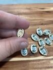 Vintage Lot Of 10 Japanese Blue Flowers Plastic Celluloid Two Hole Beads