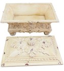 Vintage Jewelry Box Cream Carved Footed