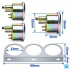 Chrome Triple Gauge 2  52mm 3 Gauge Set Kit Water Temp Oil Pressure Volt Meter