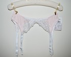 Delicate Rose Garter Belt Pink peach With White Lace