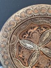 Vintage Turkish Etched Copper 5  Wall Plate Geometric Medallion Center filligree