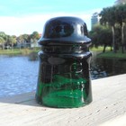 Nice Teal Green Blackglass Cd 121 Mclaughlin Toll Style Glass Insulator  v 
