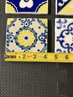 Lot Of 4 Mexican Ceramic Tiles From Mexico  Yellow  Blue  White 