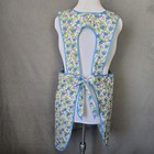 Vintage Handmade Full Apron Blue Floral Smock Pullover