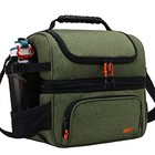  Dual Compartment Lunch Bag Tote With Shoulder Strap For Men And Women Green