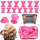 42pcs Heatless Hair Curlers Set Soft Silicone Rollers No Heat Styling Tools New