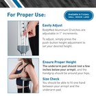 Bodymed Aluminum Crutches  Adult     Pair Of Lightweight  Height Adjustable