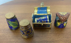 Lot Of 4 Vtg Cloisonne Thimbles Including 1 With Thimble In Chest   3 Other s