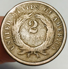 1865 Two Cent Piece 2c Ungraded Civil War Date Us Copper Coin Cc31958
