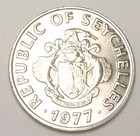 1977 Seychelles 50 Cents Arms Vanilla Orchid Flower Coin Xf 