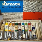Vtg Wooden Travelers  Painters Box  W  Vintage Matisson Oil Paints - Japan