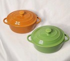 Signature Orange   Green Oval Ceramic Mini Casserole Ovenware Dishes 6  Set Of 2