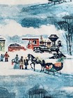 Vtg Christmas Wrapping Paper Gift Wrap Sleigh Tree Train Winter Scene Gorgeous