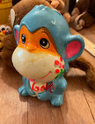 Vintage 1972  Monkey Coin Bank Love Blue Orange 5    1970s   Bicentenial Coins