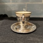    webster     Sterling Silver Liner   Saucer W  German Porcelain Demitasse Cup