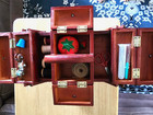 Vintage Singer Wooden Accordion Sewing Box Caddy With Thread   Accessories