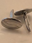Vintage Silver Tone Oval Cufflinks     Abstract Wave Design     Mid Century Modern M