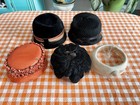 Lot Of 5 Vintage Women s Hats 60s Millinery Union Wool Orange Flowers Velvet