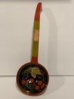 2 Vintage Russian Khokhloma Hand Painted Black Red Gold Lacquer Wooden Spoons