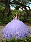 Shiny Lavender Tasseled Off Shoulder Quinceanera Dress Lace Applique Ball Gowns