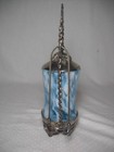 James Tufts Boston Pickle Castor Blue Opalescent Thumbprint Glass Insert W frame