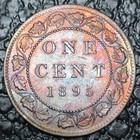 Old Canadian Coin 1895 - One Cent Large Cent - Bronze - Victoria - Nice Details