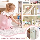 Large Pink Wooden Dollhouse With Furniture Dolls For Girls