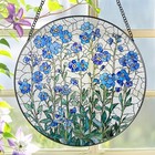 Handcrafted 8 Inch Stained Glass Forget Me Not Suncatcher - Window D  cor